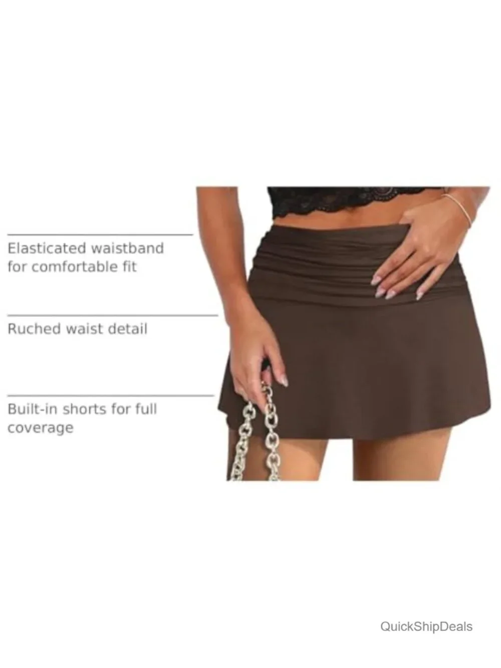 Women Y2K A-Line Skort with Built-in Shorts High Waist Pleated Mini